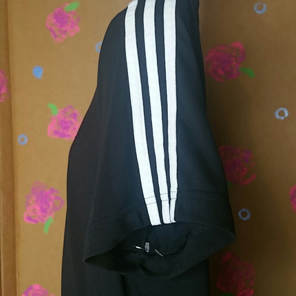 Adidas Climate Black Shirt with White Stripes L - Picture 6 of 8